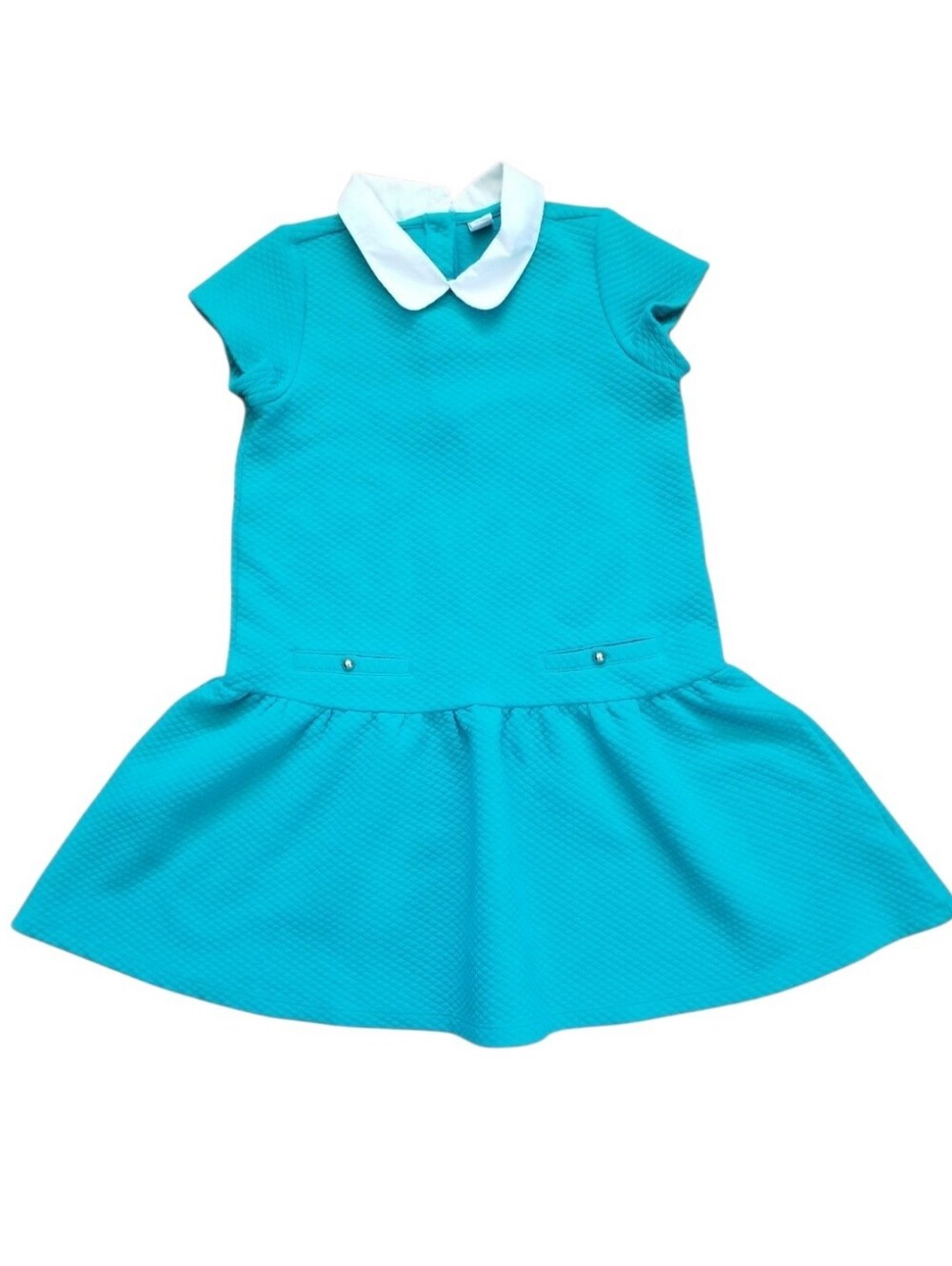 Janie and Jack Green Drop-Waist Dress with White Peter Pan Collar